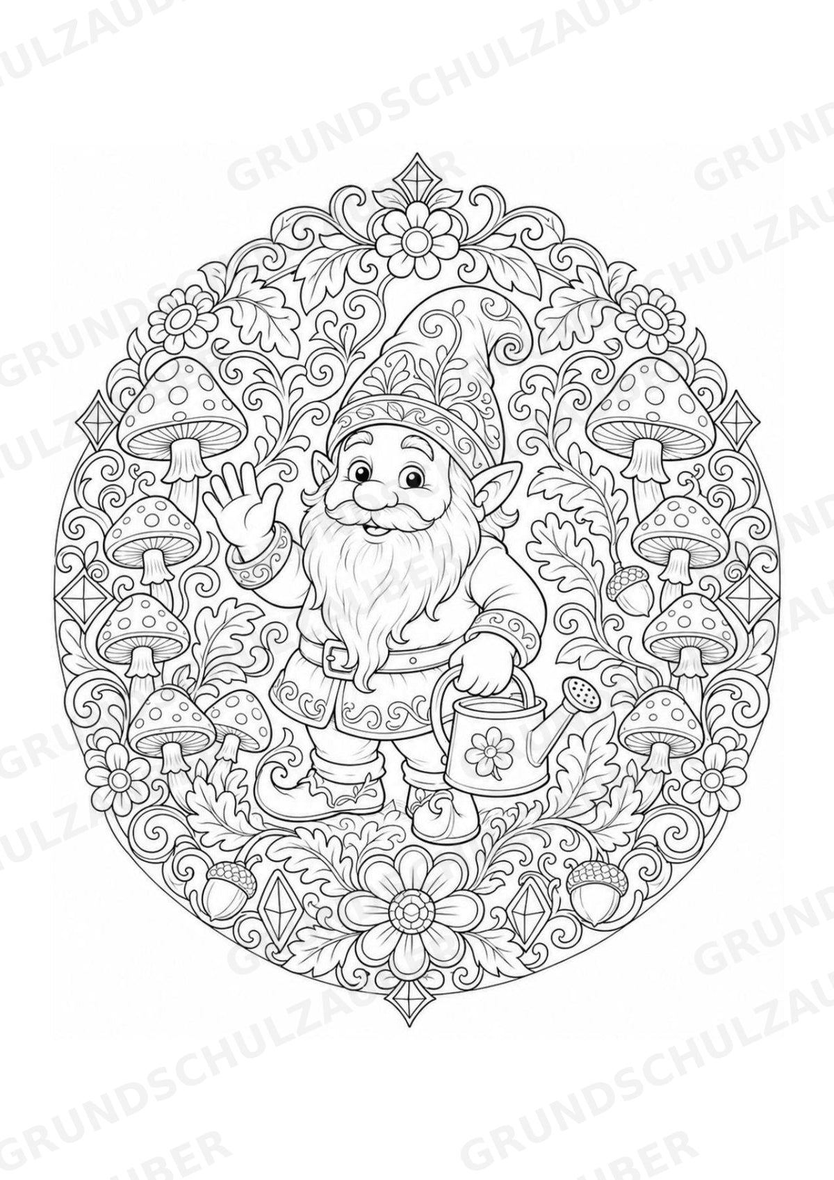 Zwerge Mandalas Ausmalbilder – Märchen – 15 Malvorlagen – Materialseite 2