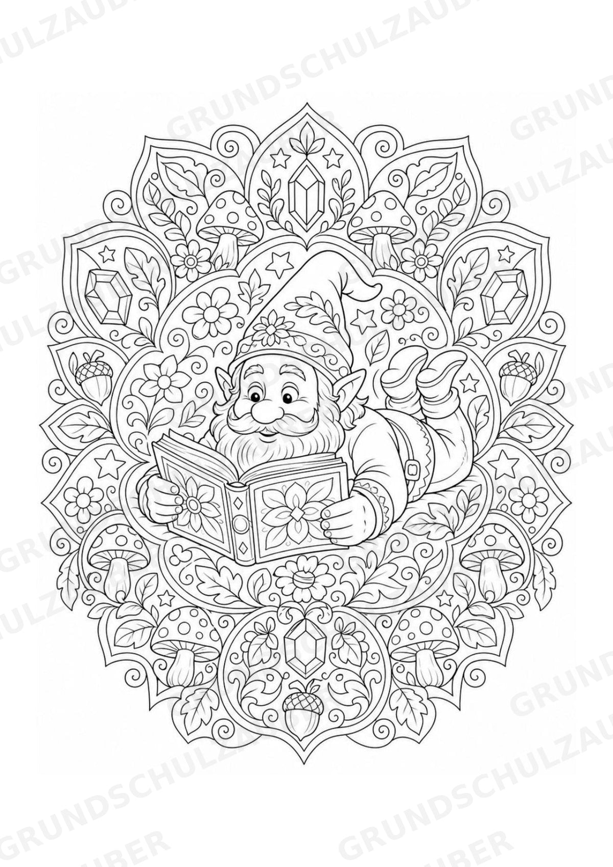 Zwerge Mandalas Ausmalbilder – Märchen – 15 Malvorlagen – Materialseite 6