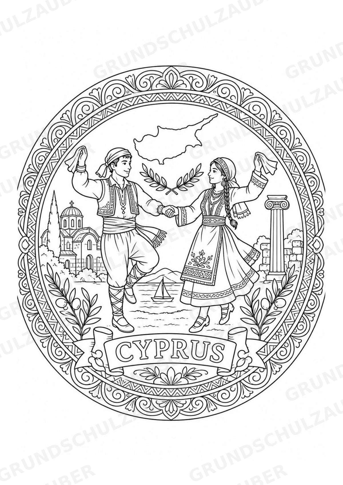 Zypern Mandalas Ausmalbilder – Länder und Kulturen – 15 Malvorlagen – Materialseite 6