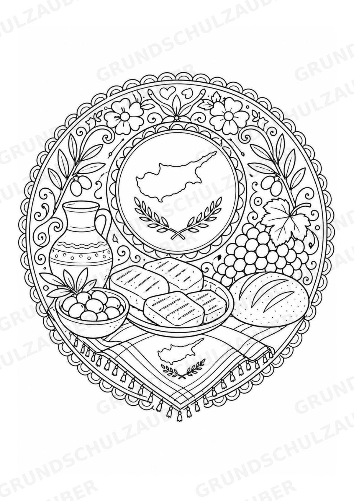 Zypern Mandalas Ausmalbilder – Länder und Kulturen – 15 Malvorlagen – Materialseite 7