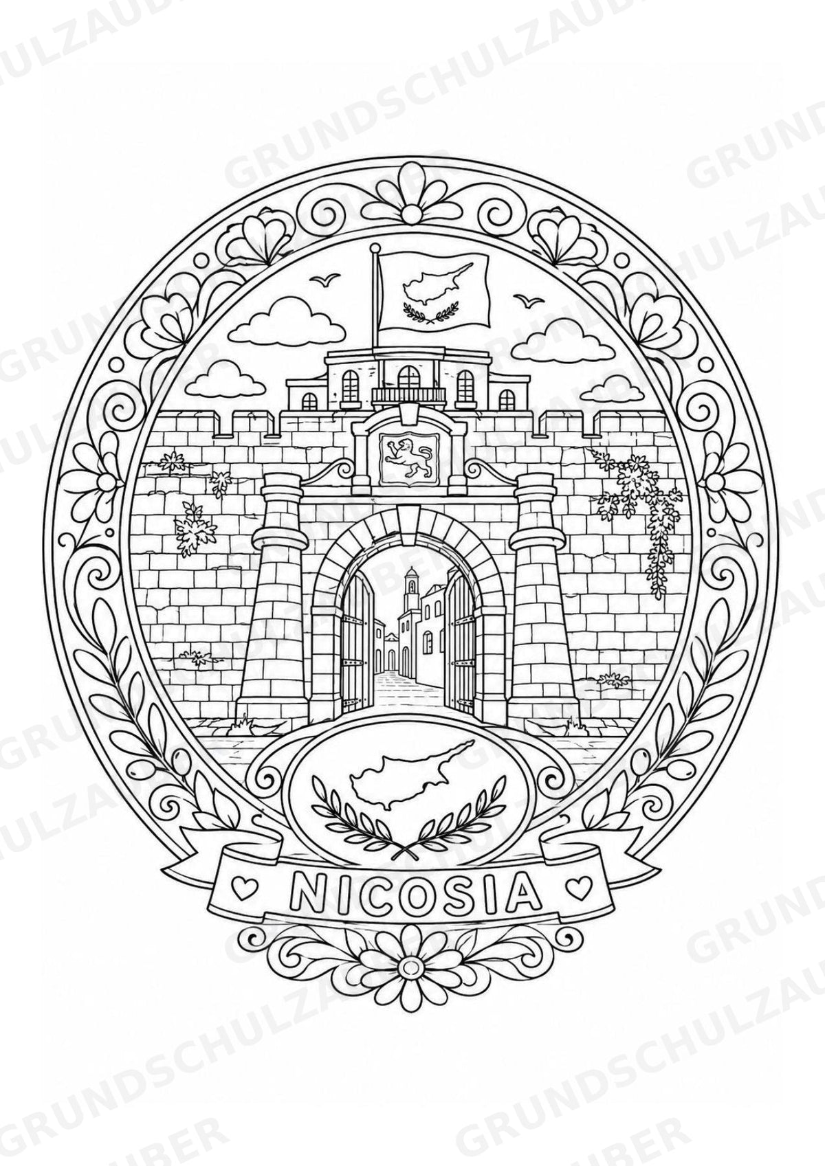 Zypern Mandalas Ausmalbilder – Länder und Kulturen – 15 Malvorlagen – Materialseite 12