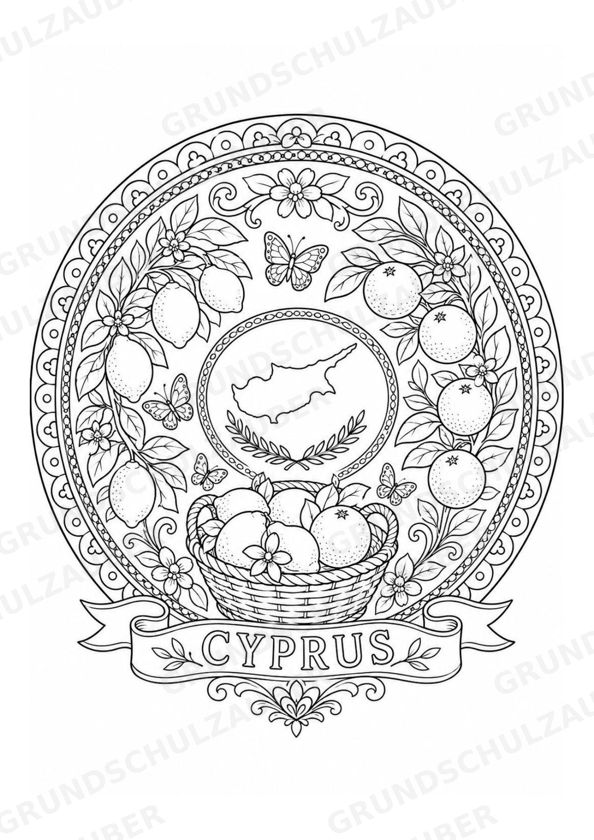 Zypern Mandalas Ausmalbilder – Länder und Kulturen – 15 Malvorlagen – Materialseite 14
