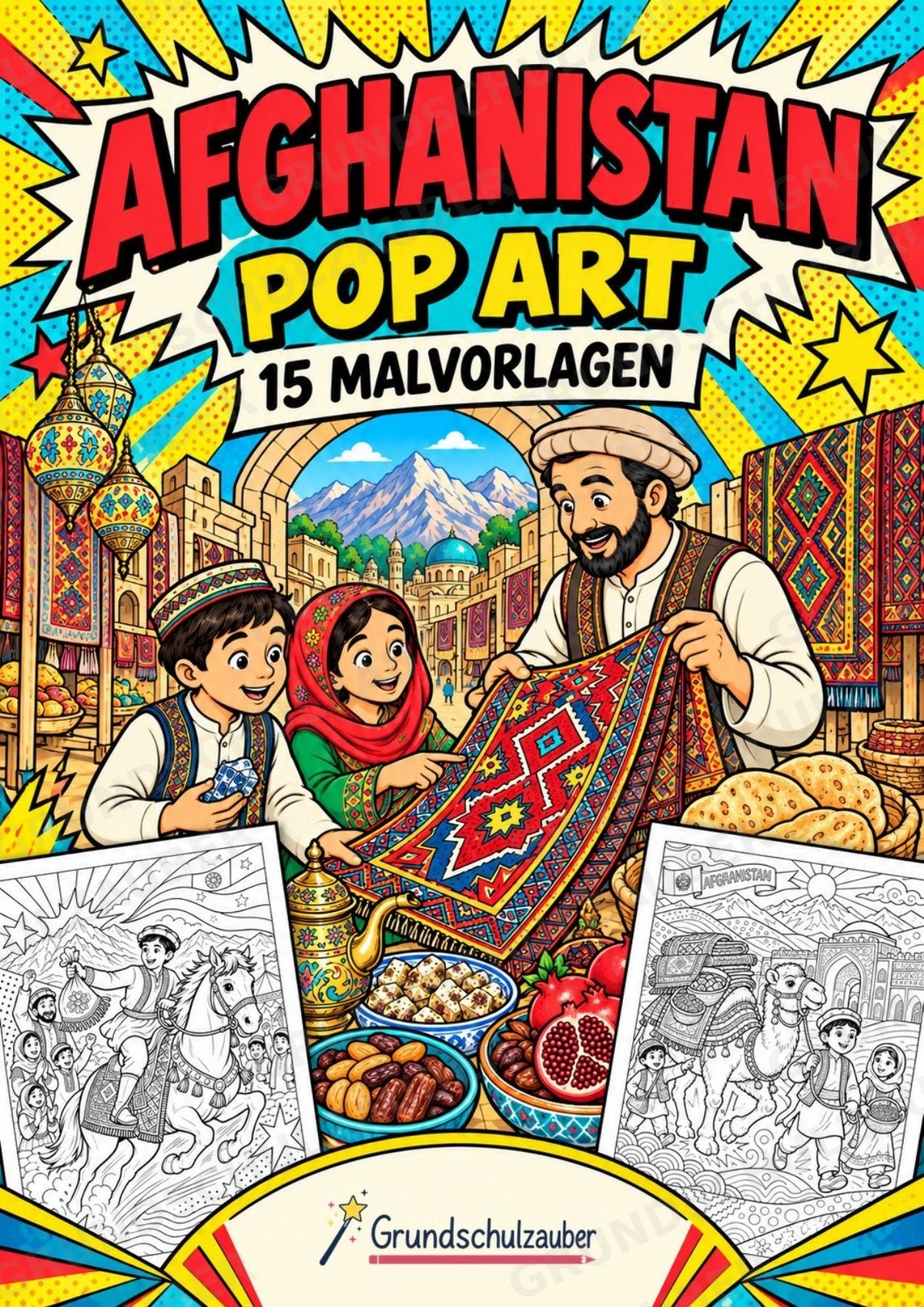 Afghanistan POP Art Ausmalbilder 15 Malvorlagen – Cover