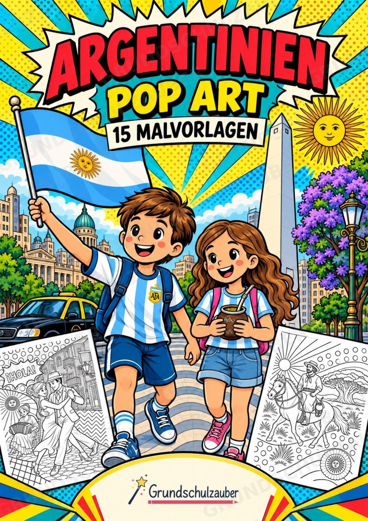 Argentinien POP Art Ausmalbilder 15 Malvorlagen – Cover