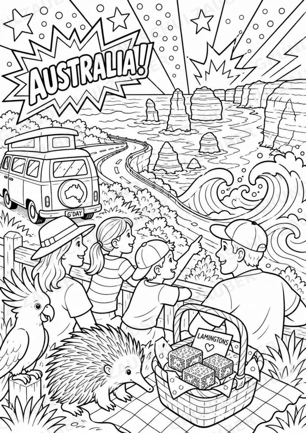 Australien POP Art Ausmalbilder 15 Malvorlagen – Materialseite 13