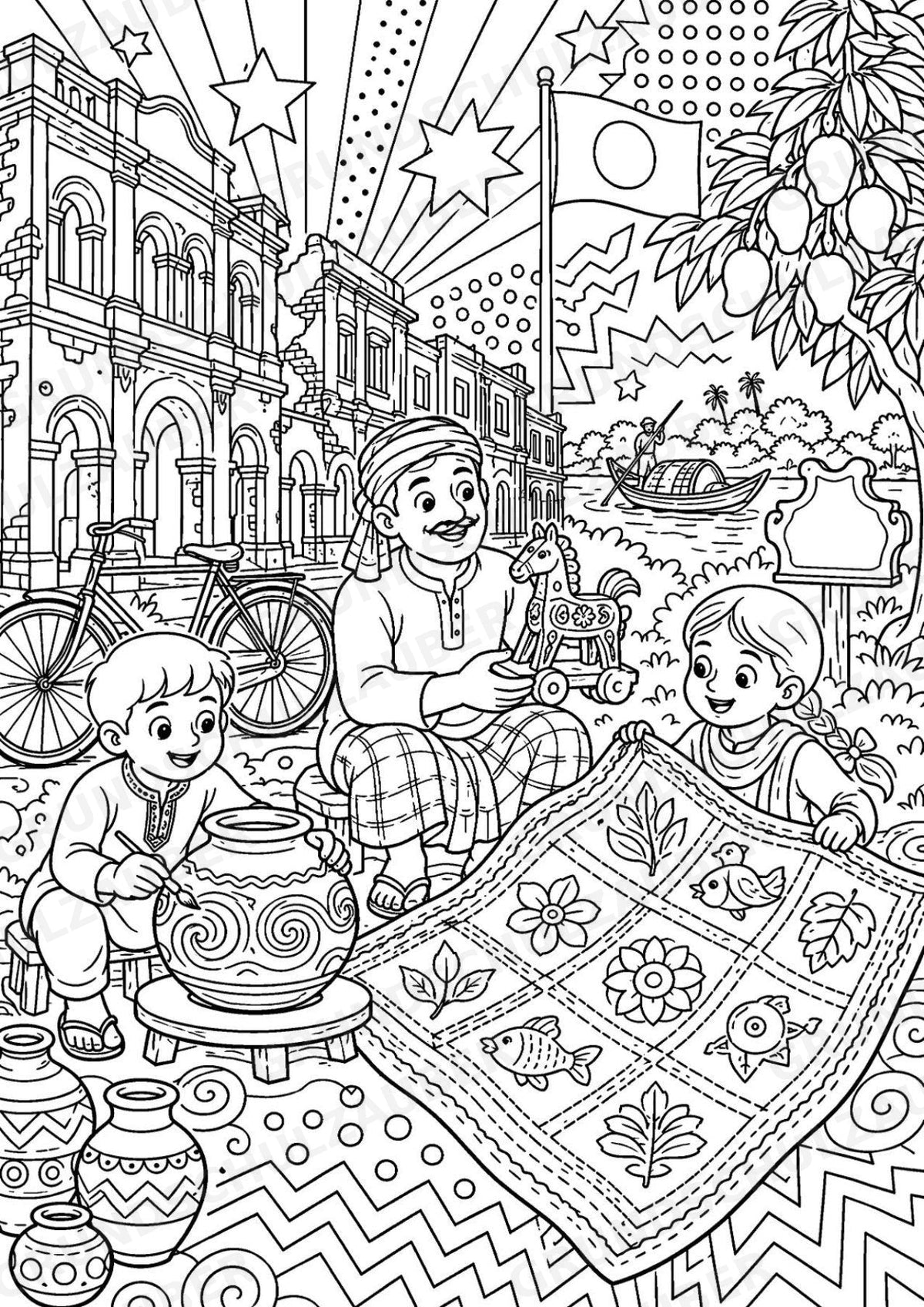 Bangladesch POP Art Ausmalbilder 15 Malvorlagen – Materialseite 15