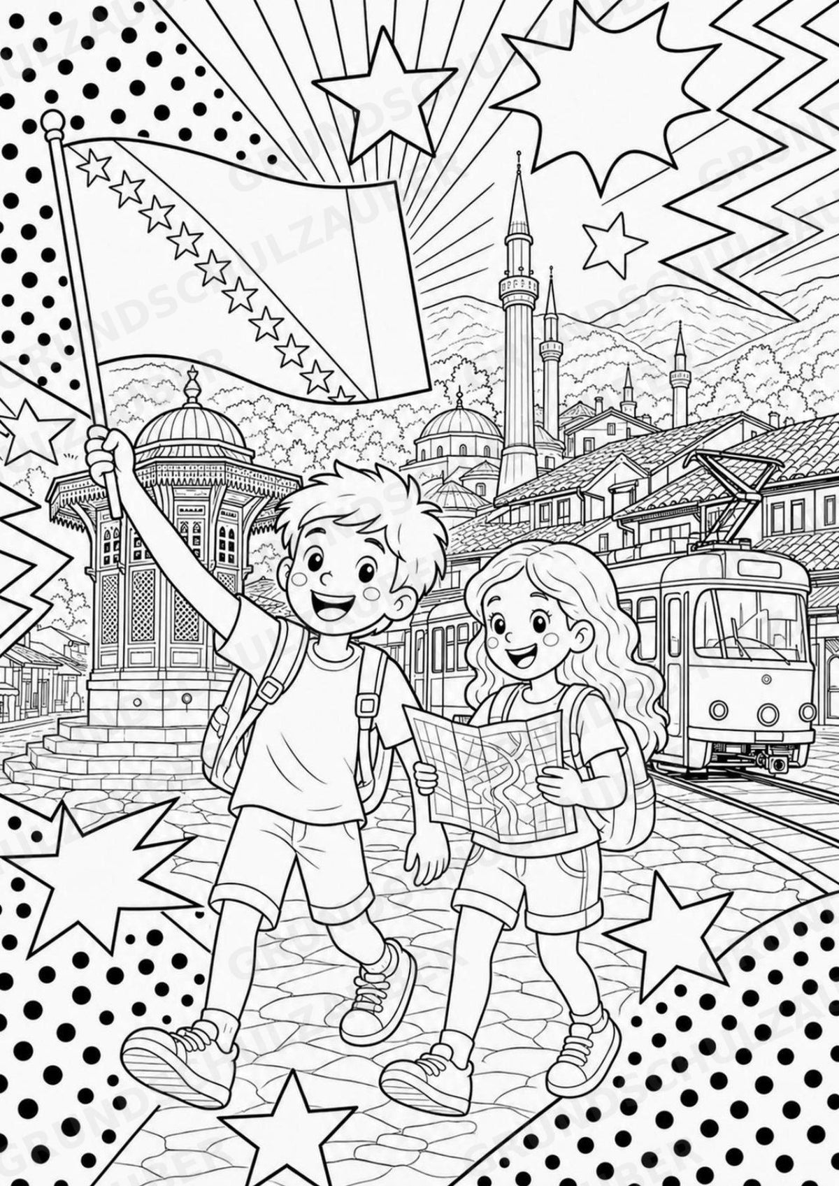 Bosnien POP Art Ausmalbilder 15 Malvorlagen – Materialseite 2