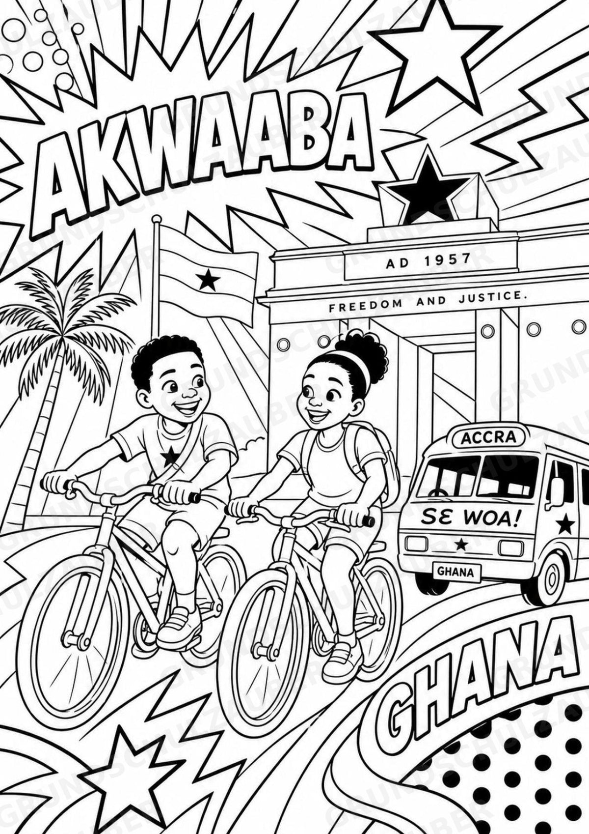Ghana POP Art Ausmalbilder 15 Malvorlagen – Materialseite 2