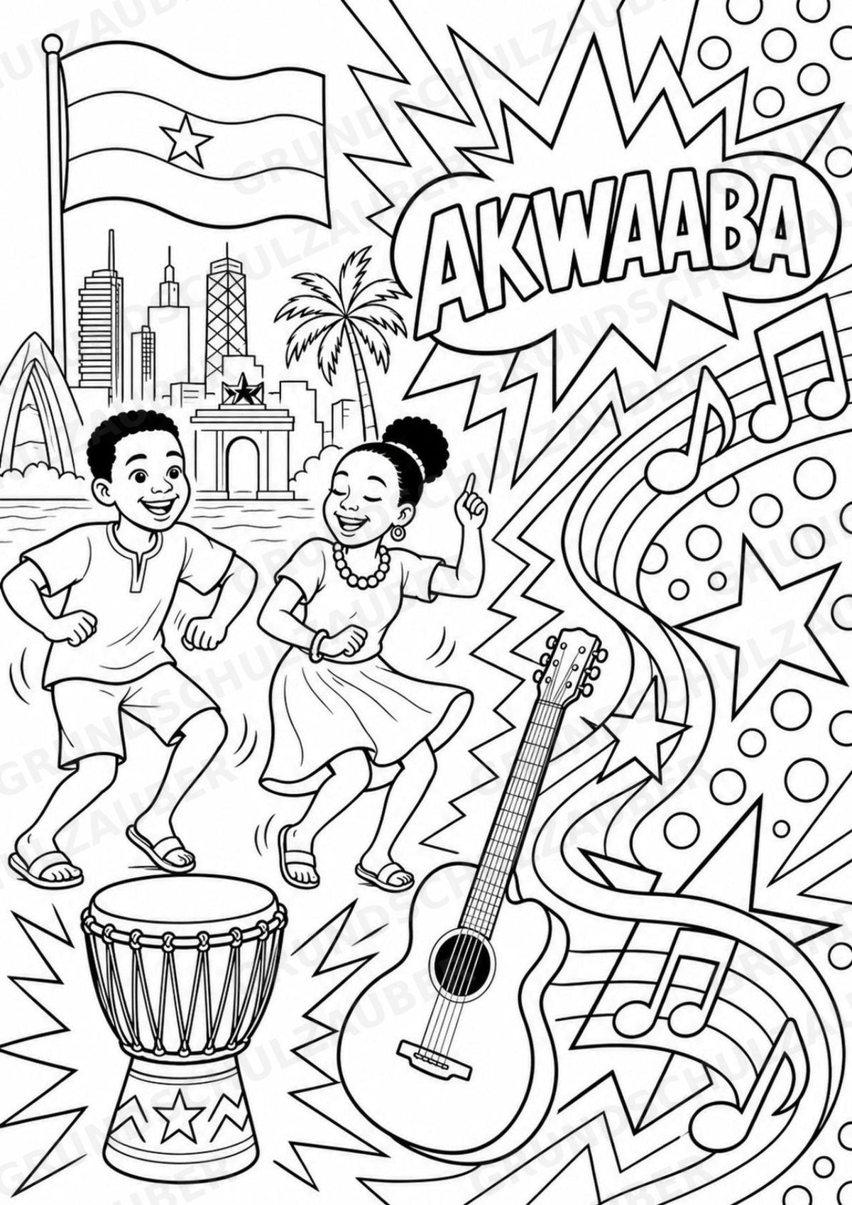 Ghana POP Art Ausmalbilder 15 Malvorlagen – Materialseite 8