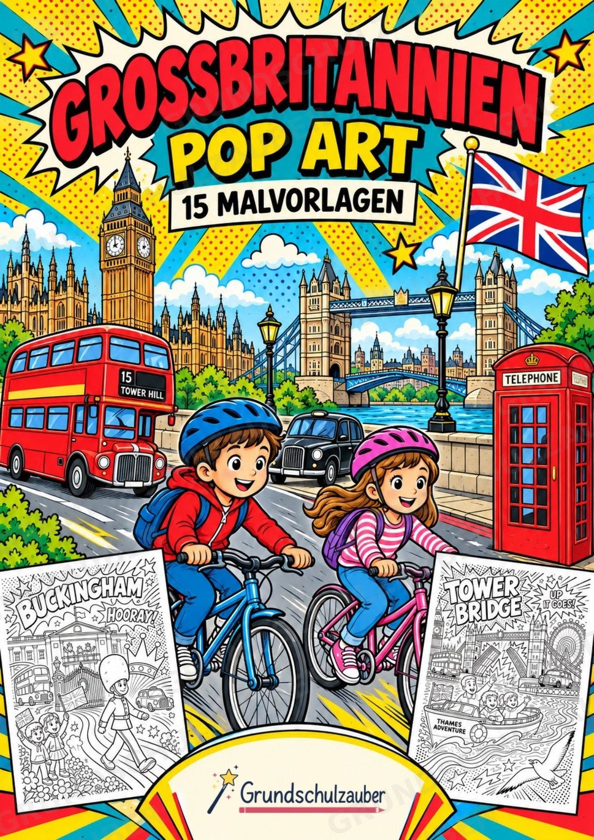 Großbritannien POP Art Ausmalbilder 15 Malvorlagen – Cover