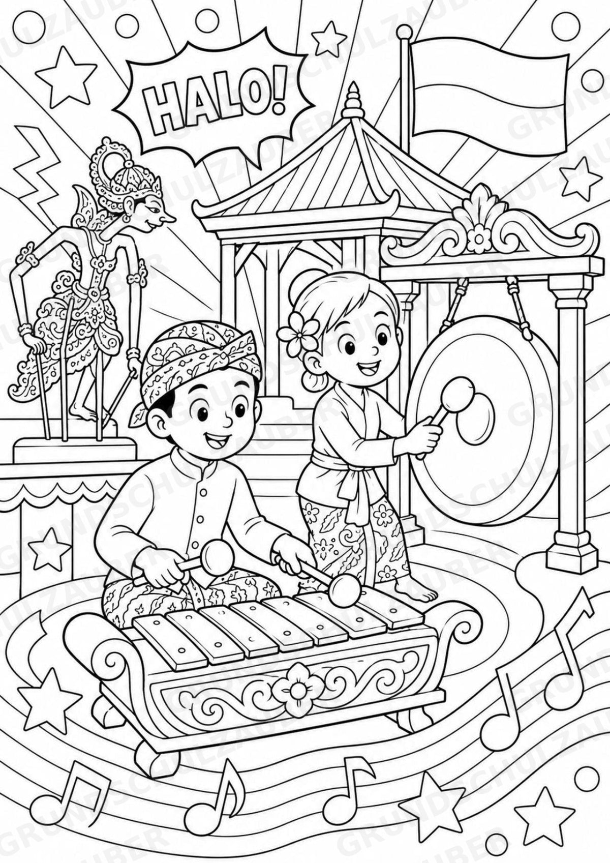 Indonesien POP Art Ausmalbilder 15 Malvorlagen – Materialseite 10