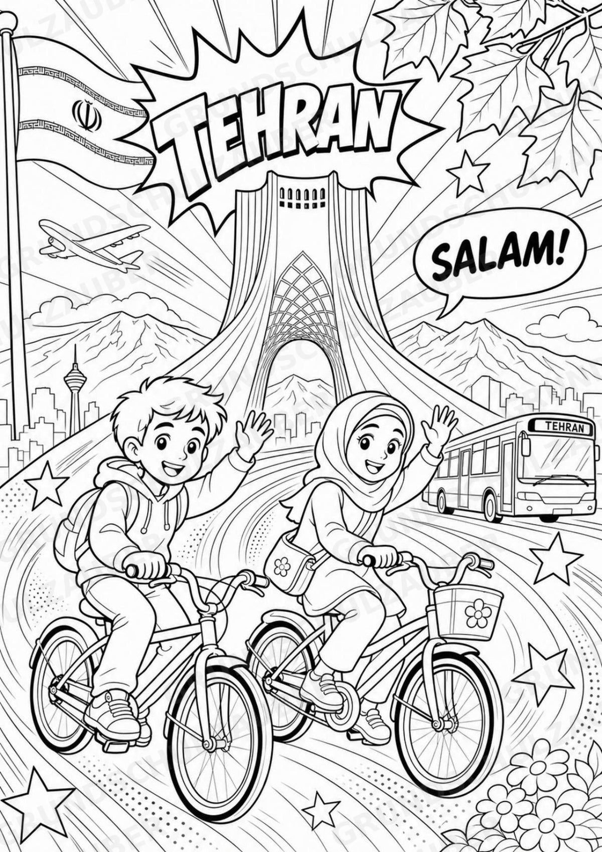 Iran POP Art Ausmalbilder 15 Malvorlagen – Materialseite 2