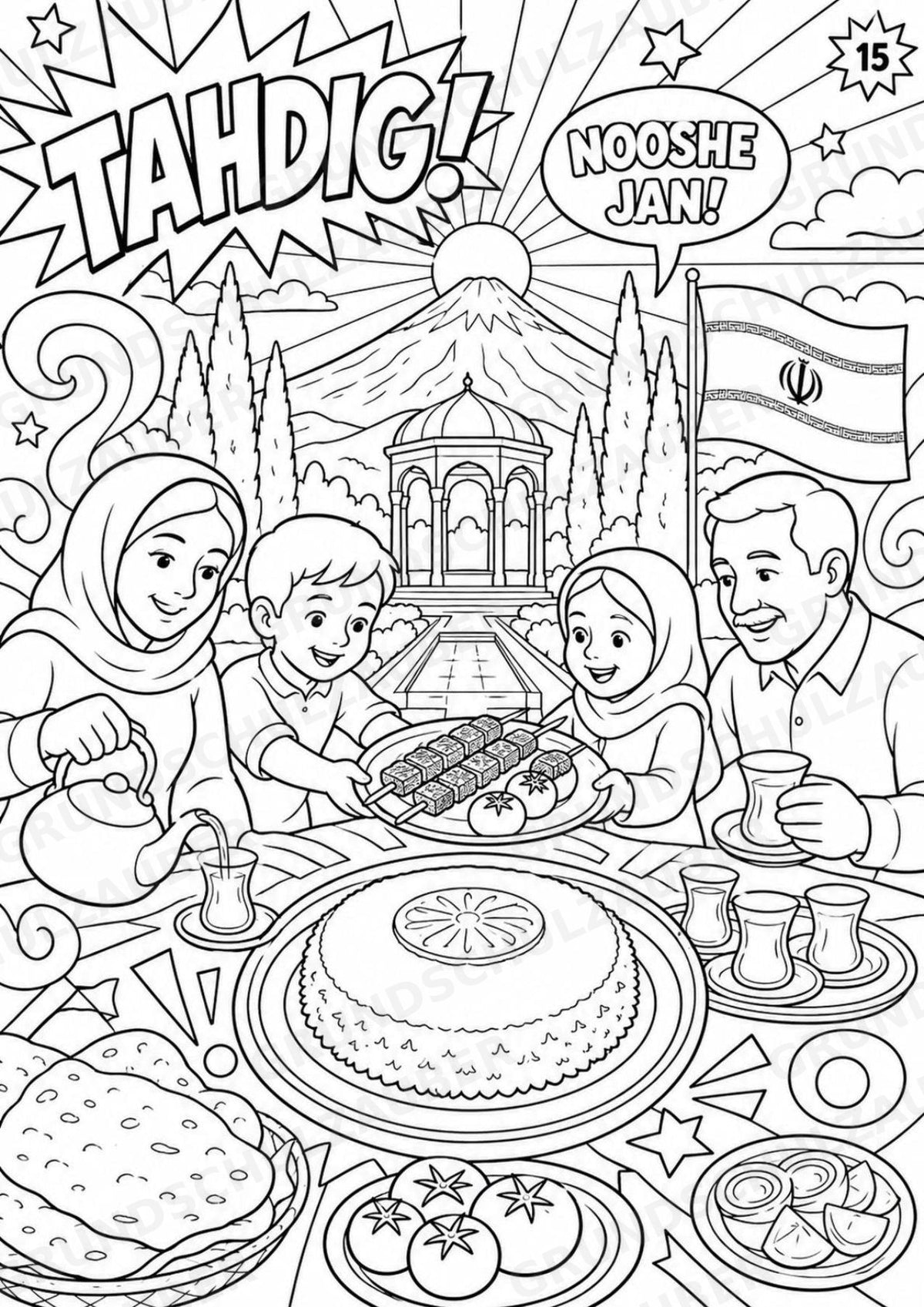 Iran POP Art Ausmalbilder 15 Malvorlagen – Materialseite 16