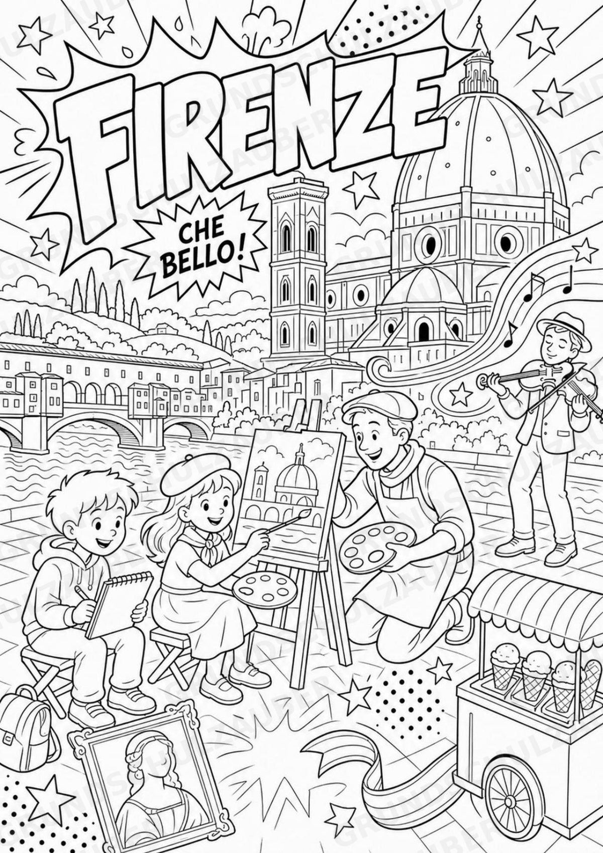 Italien POP Art Ausmalbilder 15 Malvorlagen – Materialseite 5