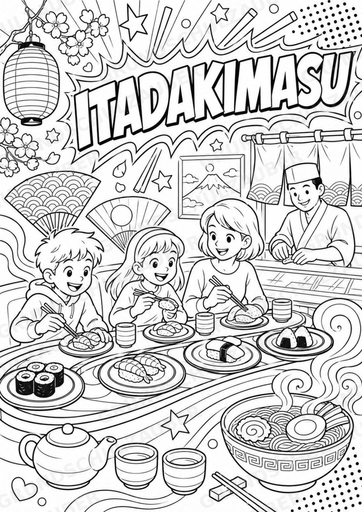 Japan POP Art Ausmalbilder 15 Malvorlagen – Materialseite 10