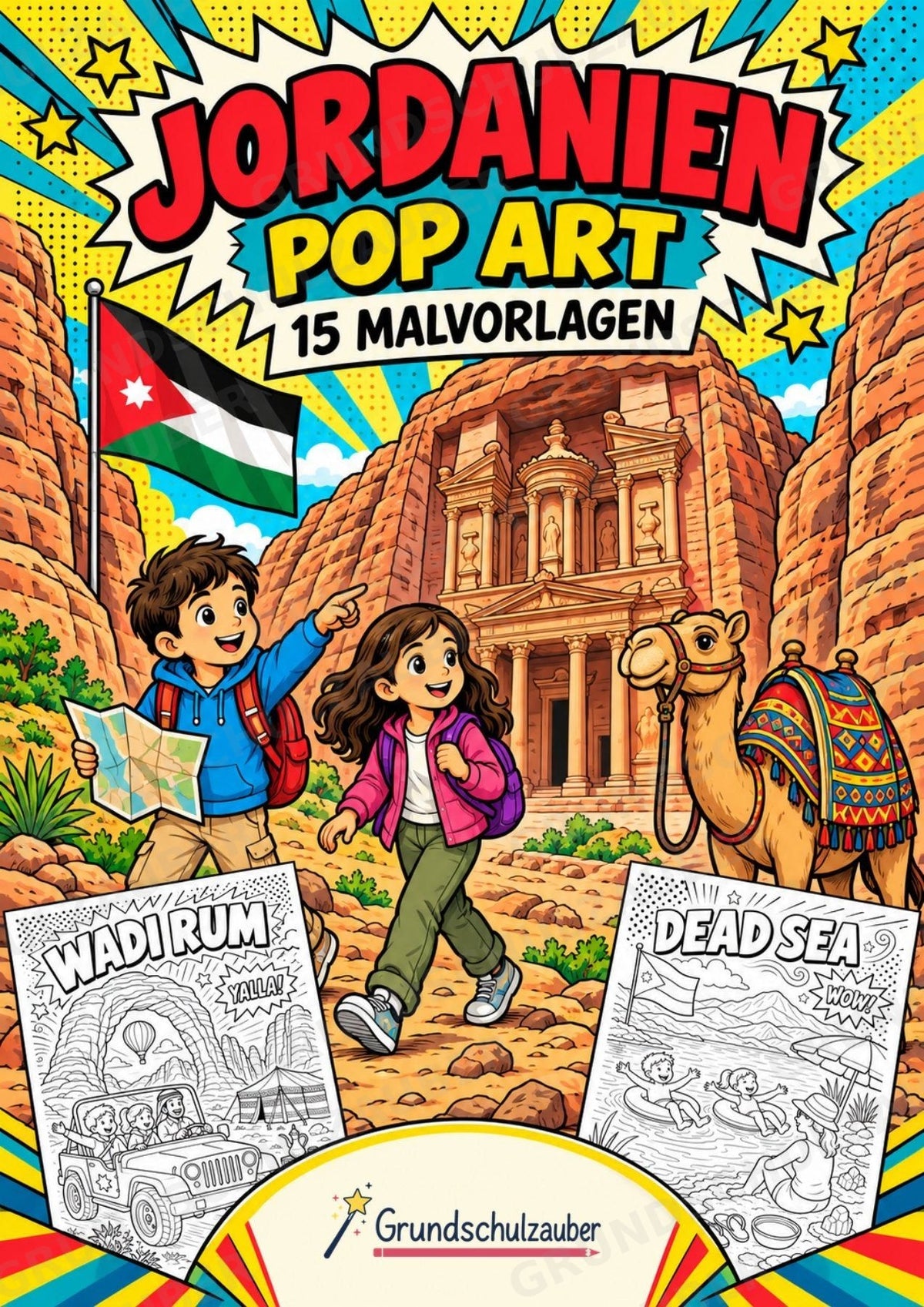 Jordanien POP Art Ausmalbilder 15 Malvorlagen – Cover