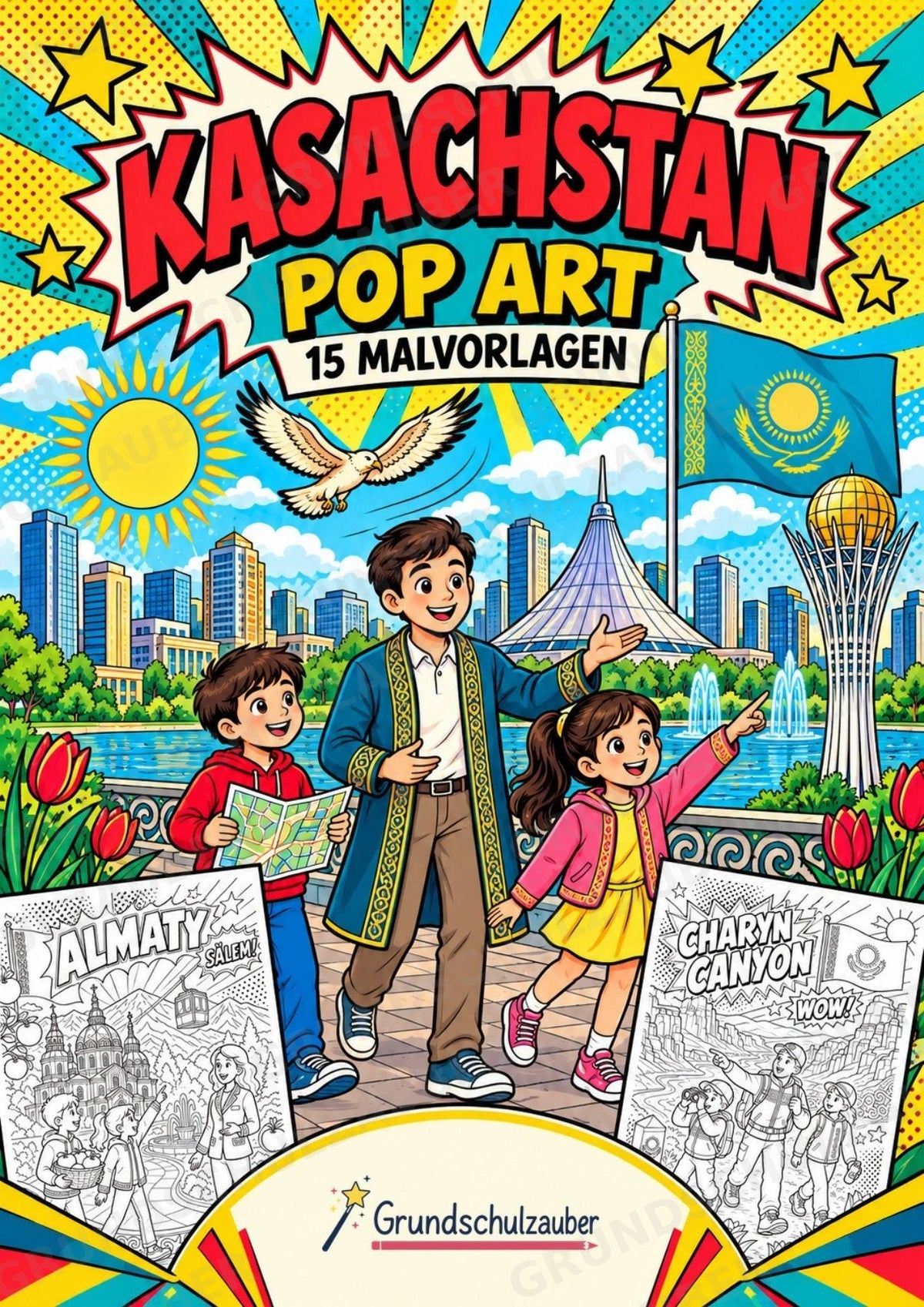 Kasachstan POP Art Ausmalbilder 15 Malvorlagen – Cover