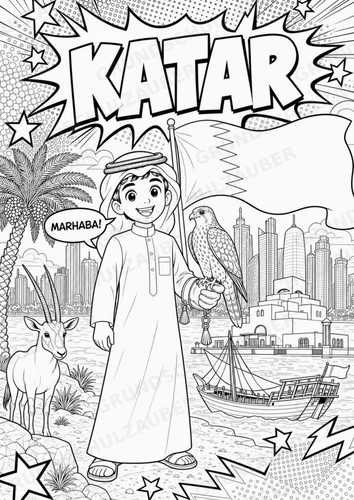 Katar POP Art Ausmalbilder 15 Malvorlagen – Materialseite 2