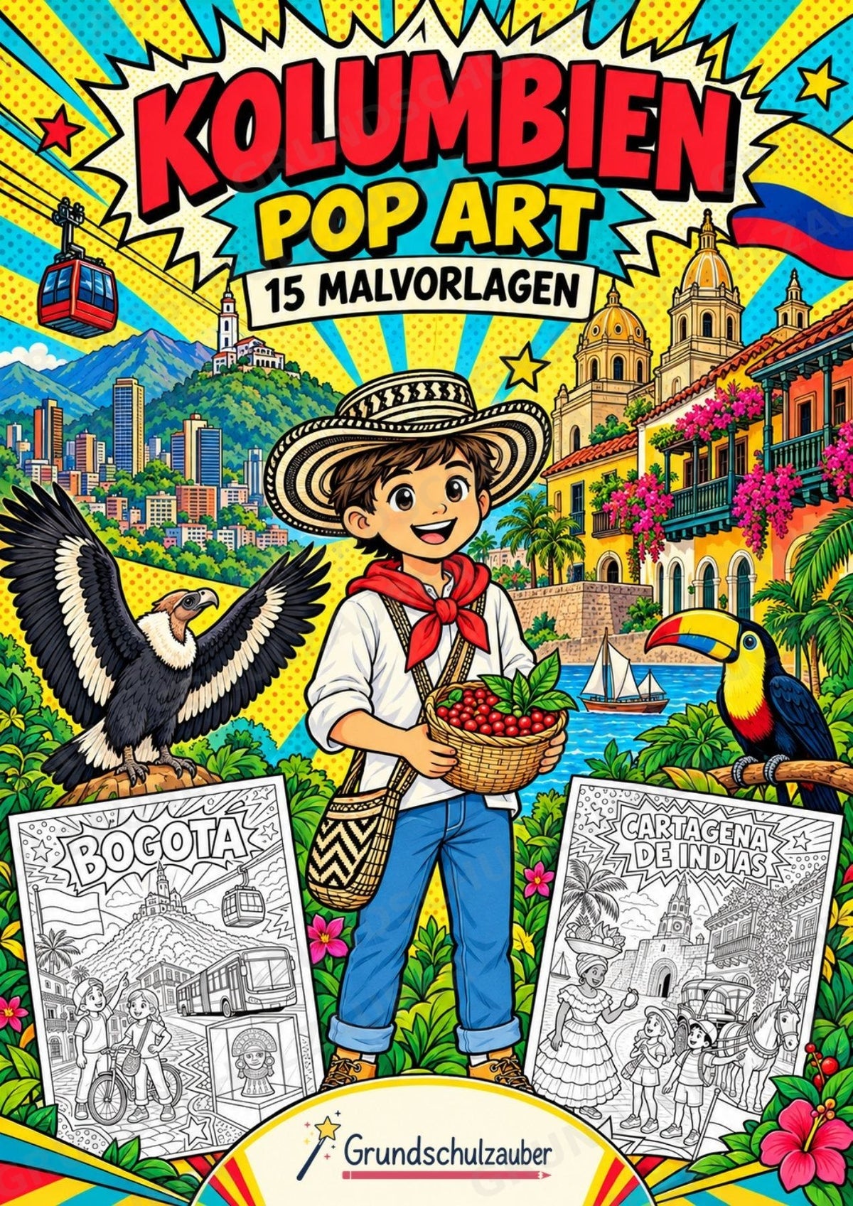 Kolumbien POP Art Ausmalbilder 15 Malvorlagen – Cover