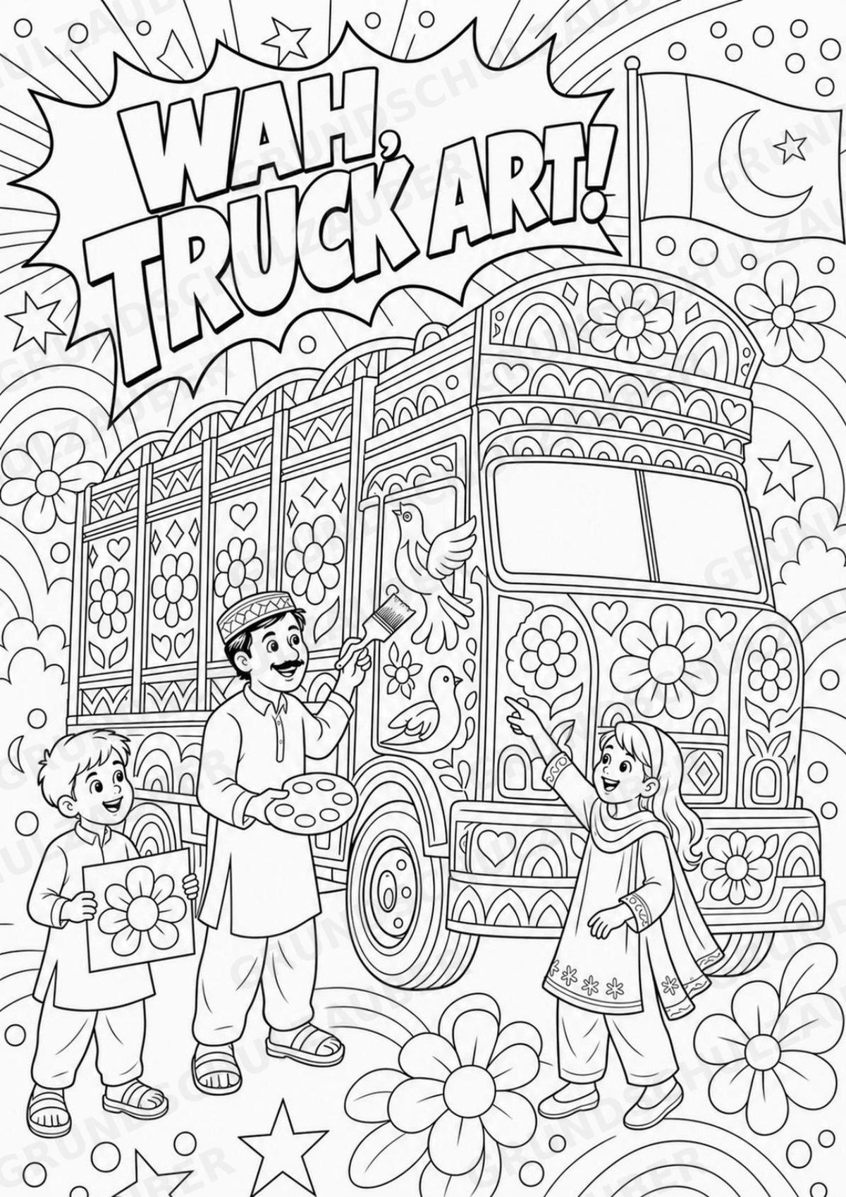 Pakistan POP Art Ausmalbilder 15 Malvorlagen – Materialseite 11