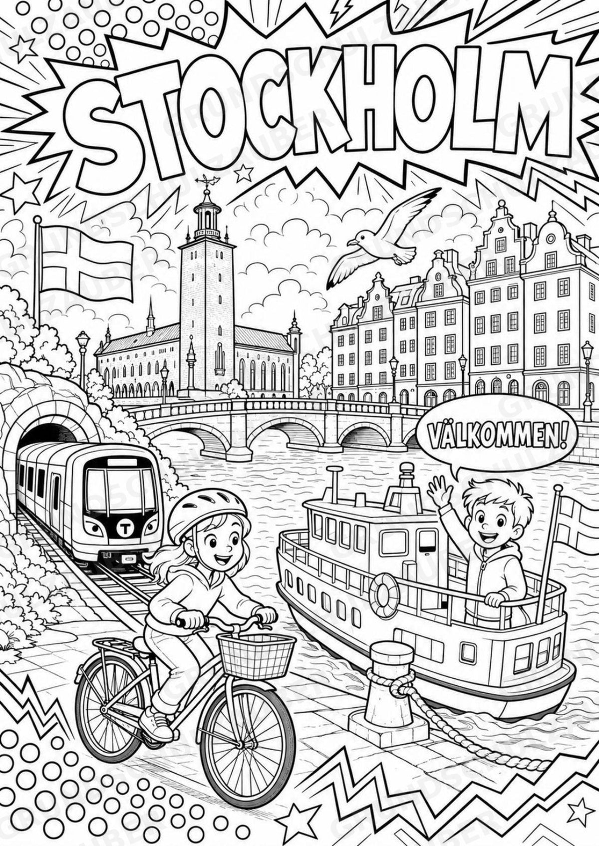 Schweden POP Art Ausmalbilder 15 Malvorlagen – Materialseite 3