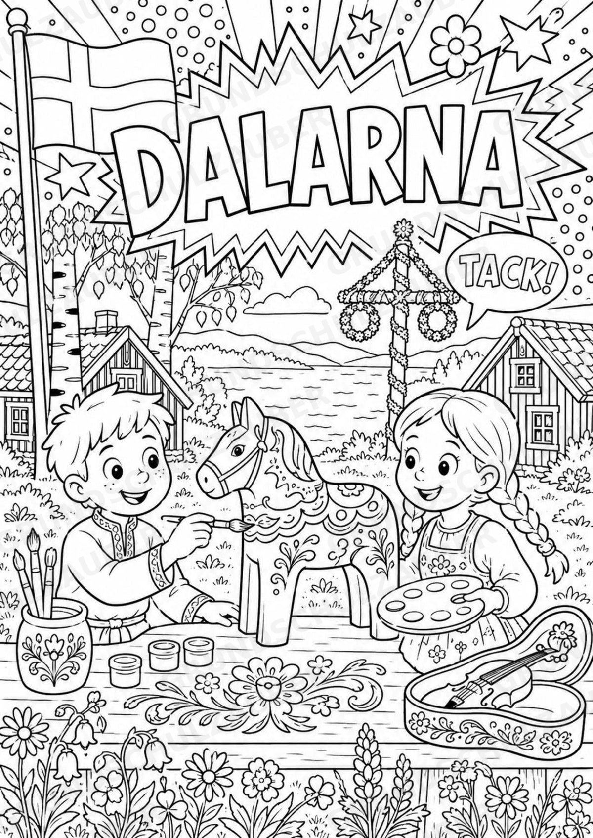 Schweden POP Art Ausmalbilder 15 Malvorlagen – Materialseite 6