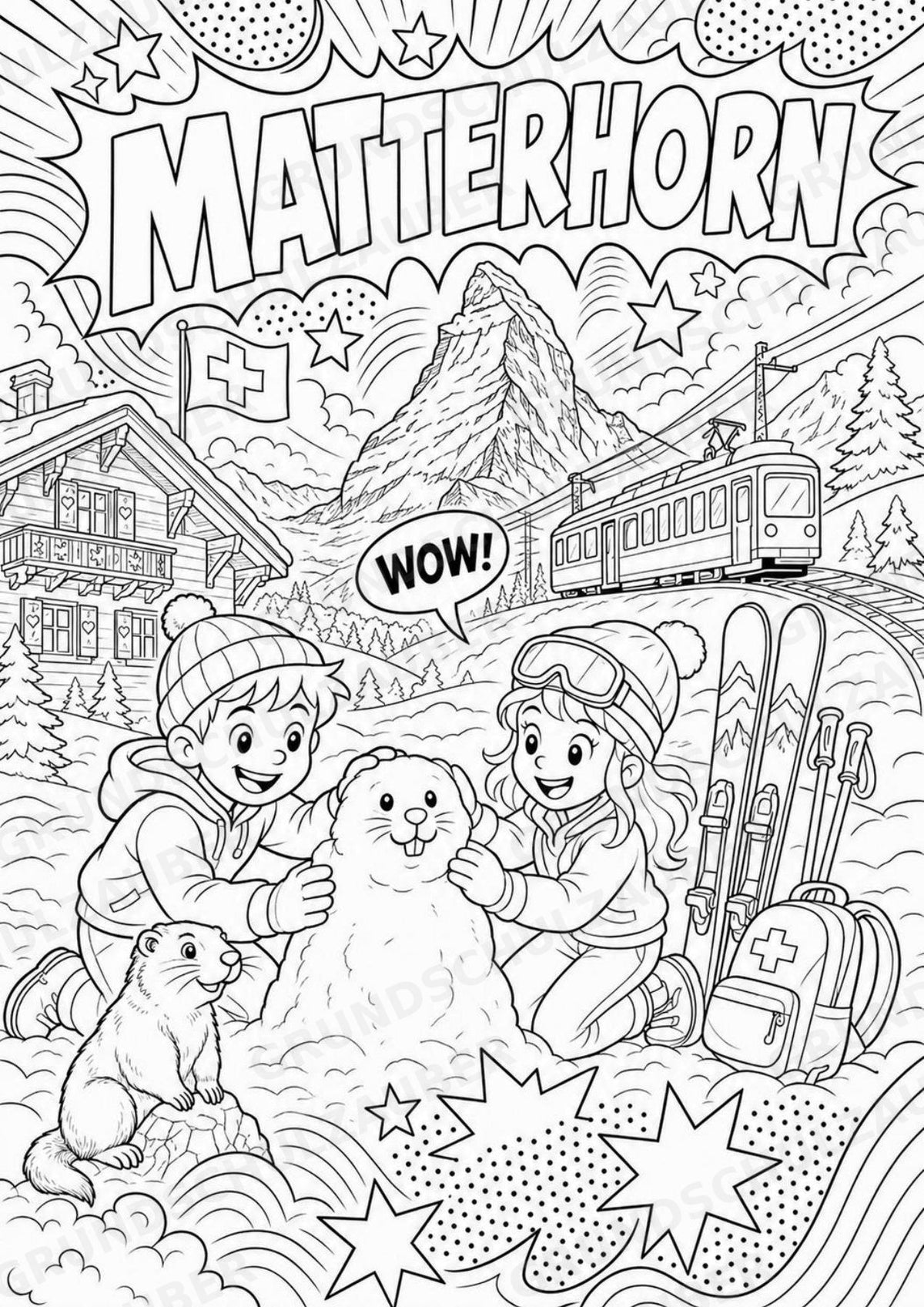 Schweiz POP Art Ausmalbilder 15 Malvorlagen – Materialseite 5