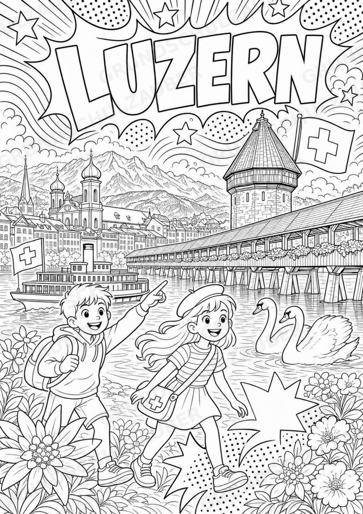Schweiz POP Art Ausmalbilder 15 Malvorlagen – Materialseite 8