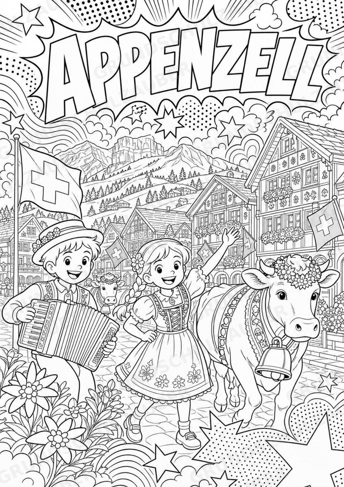 Schweiz POP Art Ausmalbilder 15 Malvorlagen – Materialseite 9