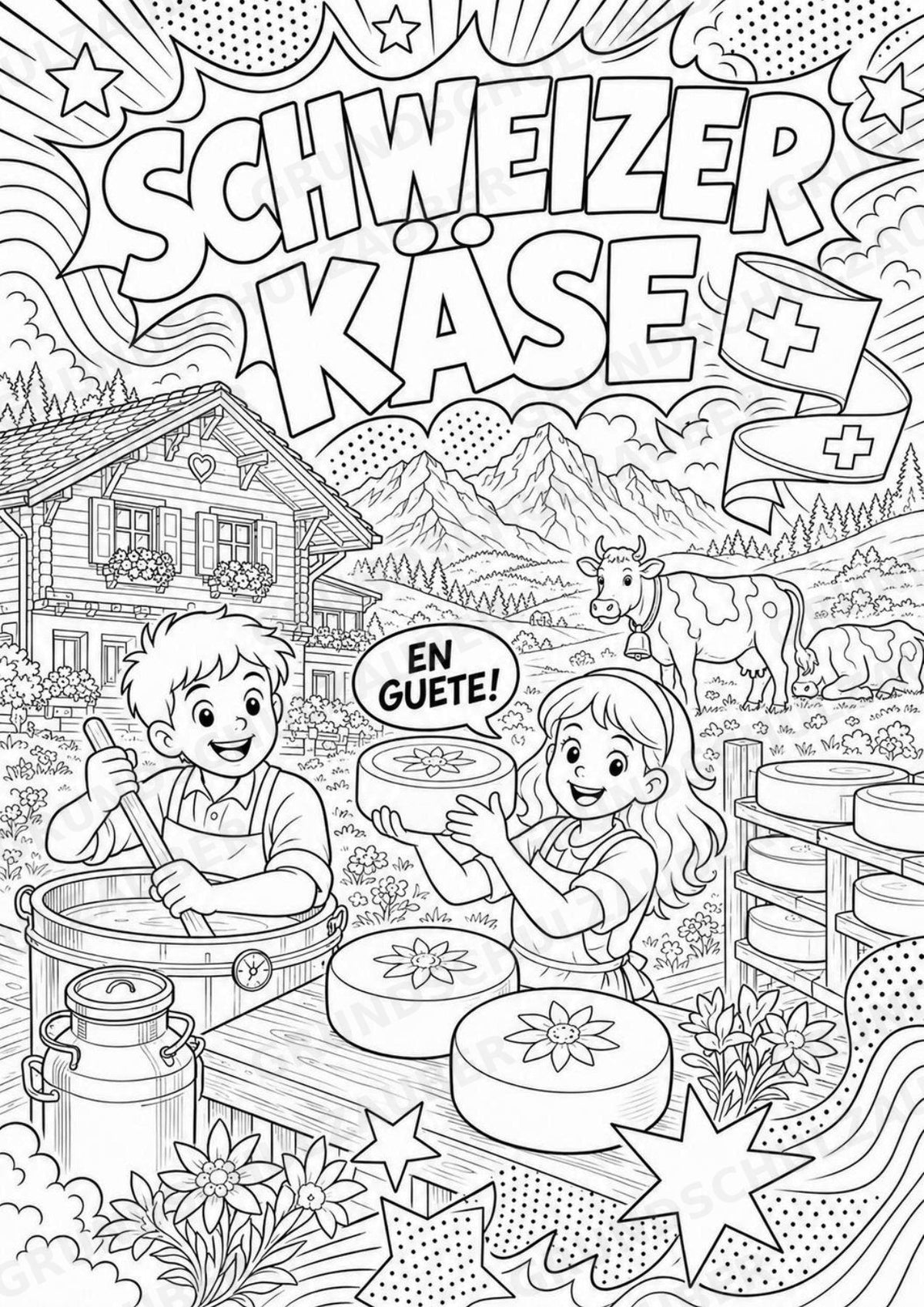 Schweiz POP Art Ausmalbilder 15 Malvorlagen – Materialseite 10