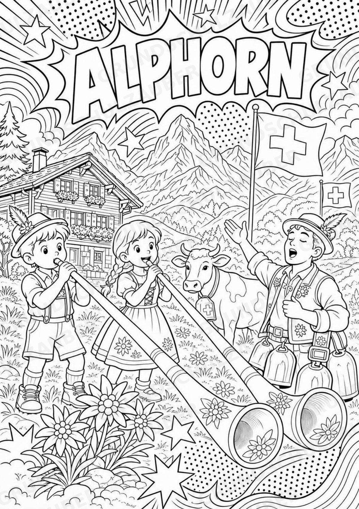 Schweiz POP Art Ausmalbilder 15 Malvorlagen – Materialseite 12