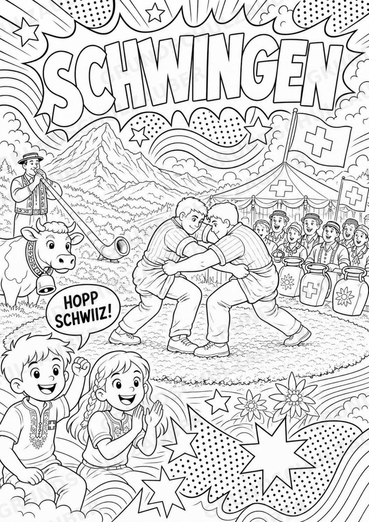 Schweiz POP Art Ausmalbilder 15 Malvorlagen – Materialseite 13