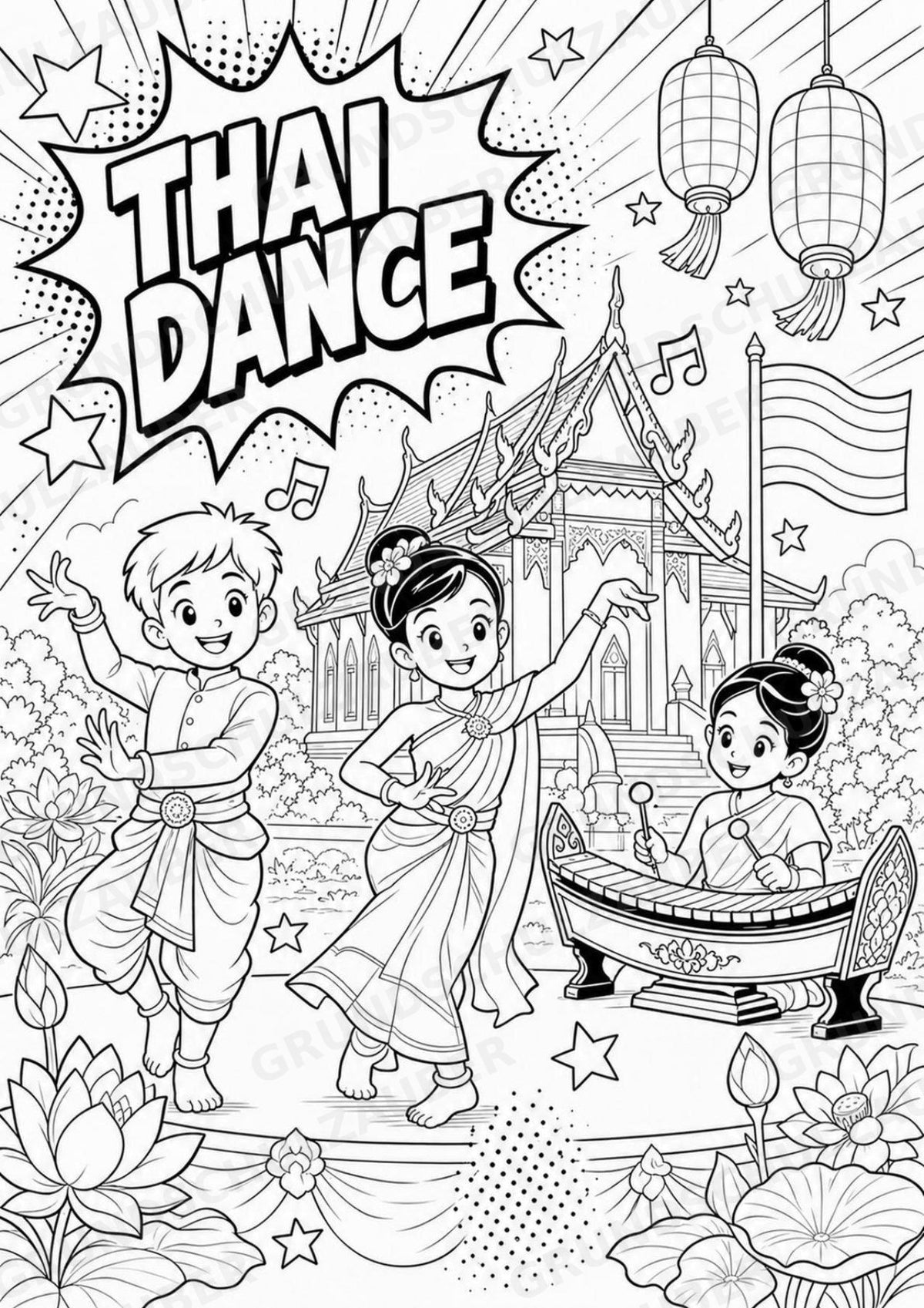 Thailand POP Art Ausmalbilder 15 Malvorlagen – Materialseite 8