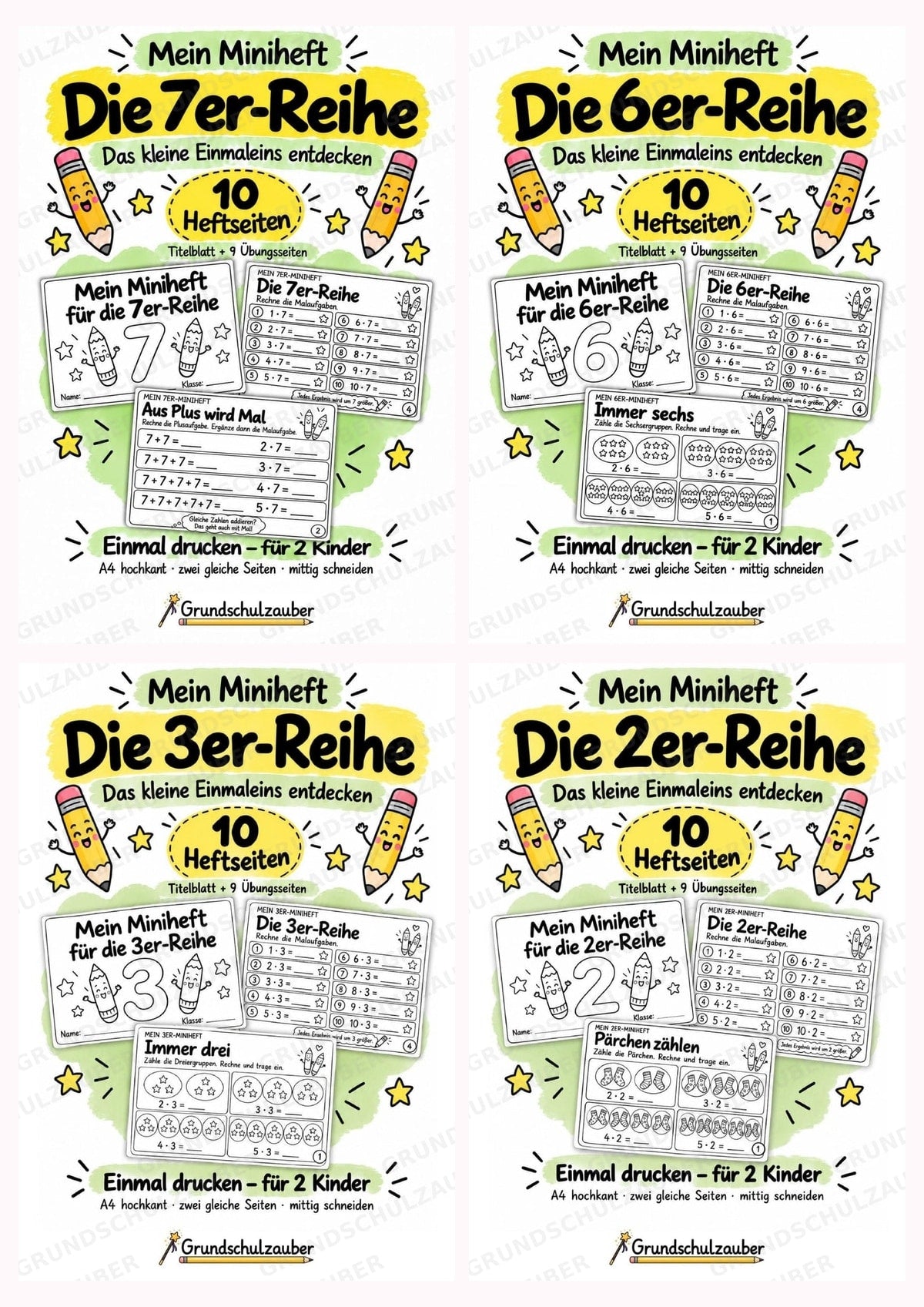 Einmaleins-Paket: Minihefte zu den Malreihen 2–9 | 80 Heftseiten | Multiplikation & Malaufgaben | Mathe Klasse 2 – BUNDLE Paketcover