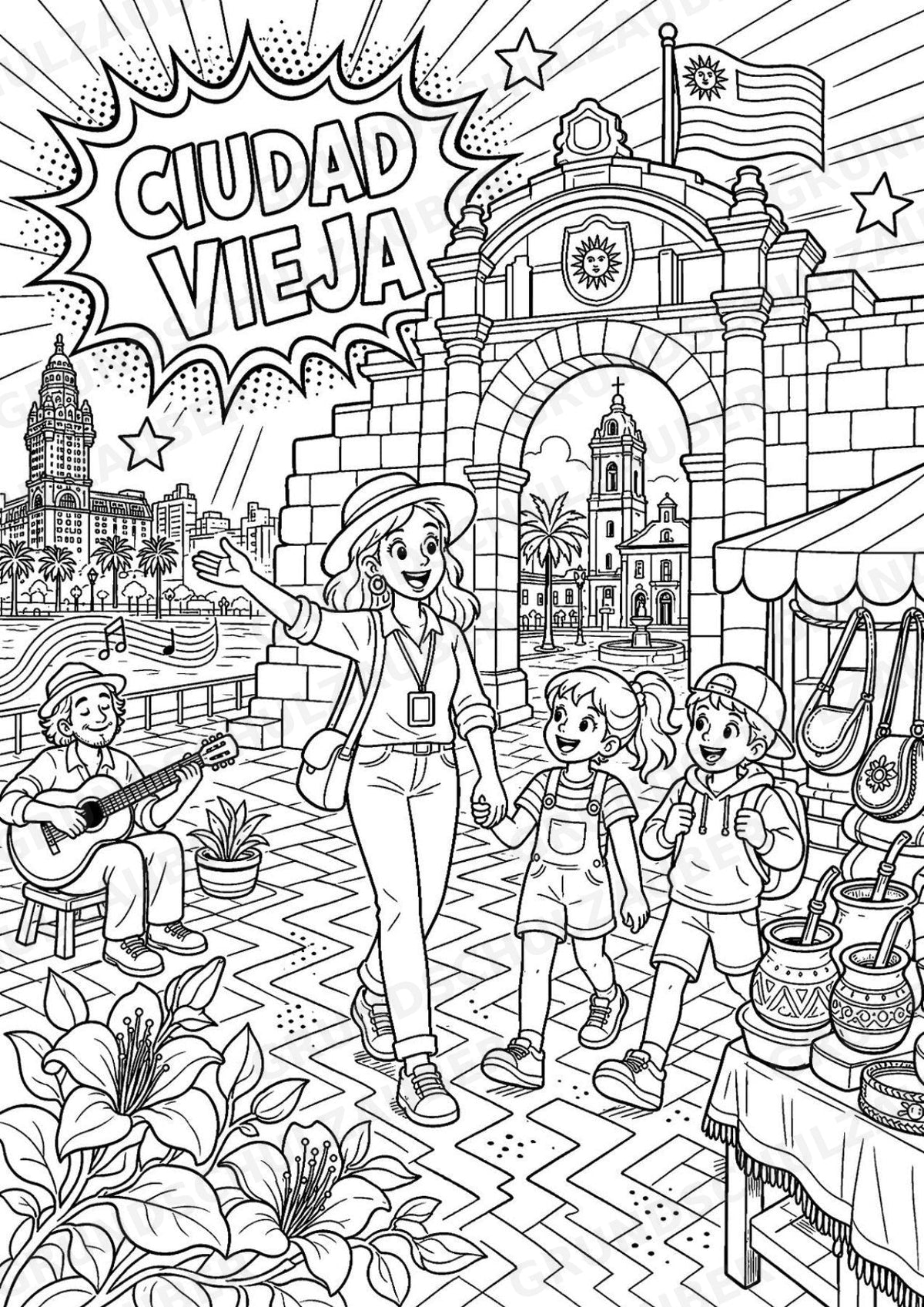 Uruguay POP Art Ausmalbilder 15 Malvorlagen – Materialseite 3