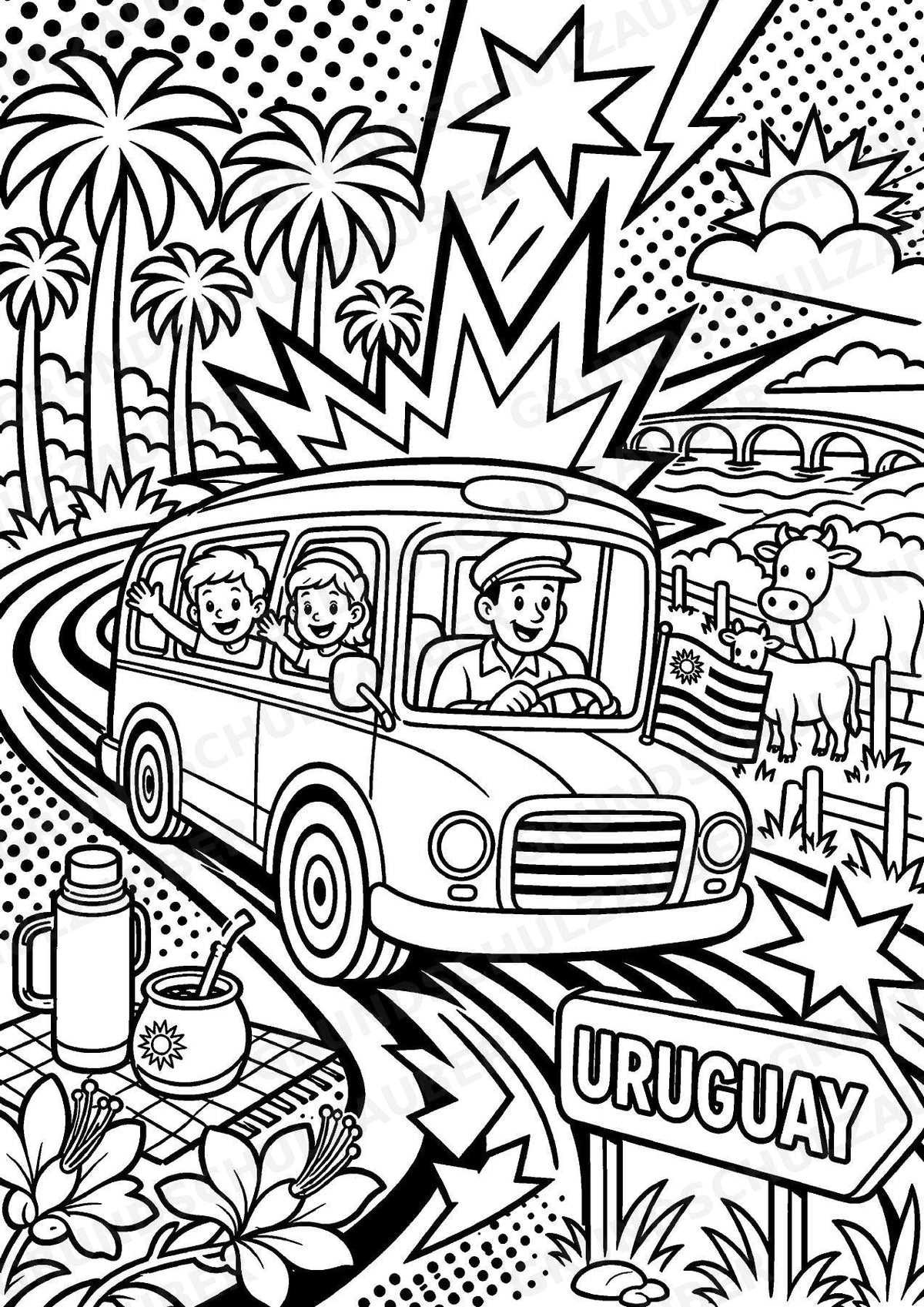 Uruguay POP Art Ausmalbilder 15 Malvorlagen – Materialseite 16