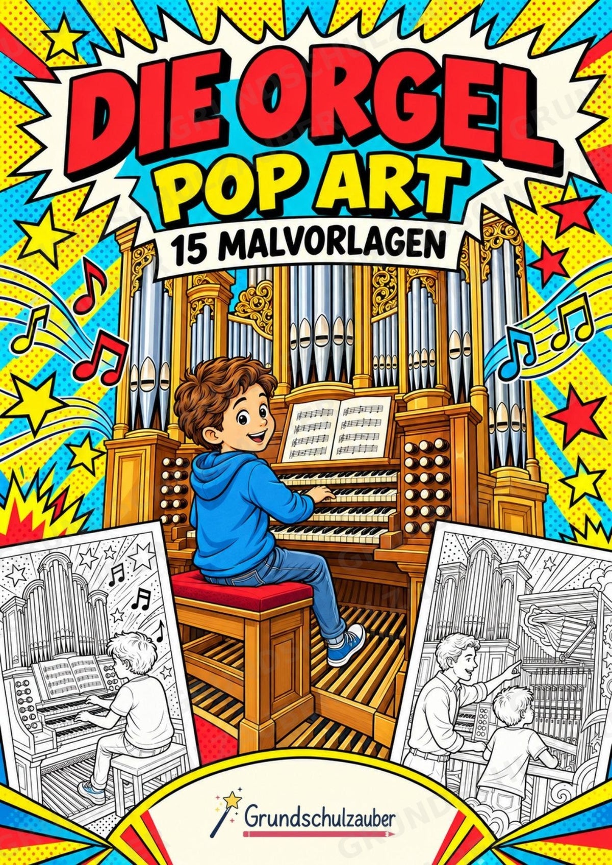 Die Orgel POP Art Ausmalbilder 15 Malvorlagen – Cover