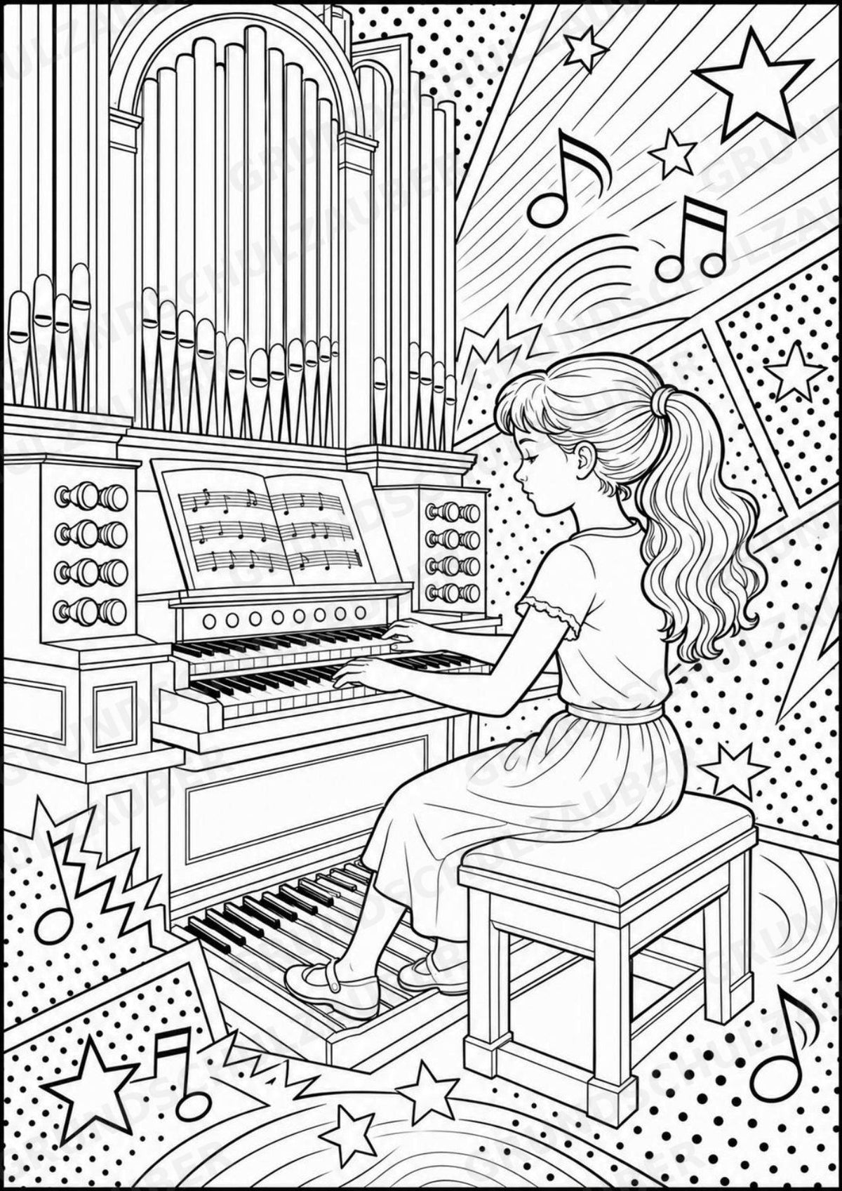 Die Orgel POP Art Ausmalbilder 15 Malvorlagen – Materialseite 3