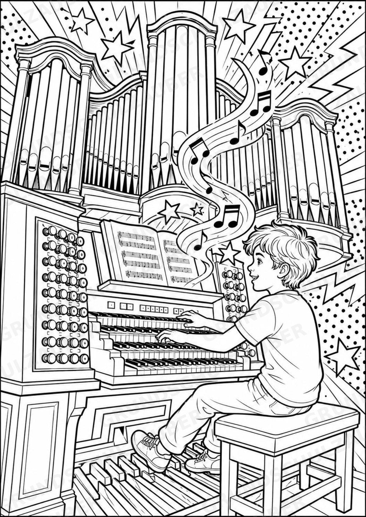 Die Orgel POP Art Ausmalbilder 15 Malvorlagen – Materialseite 13