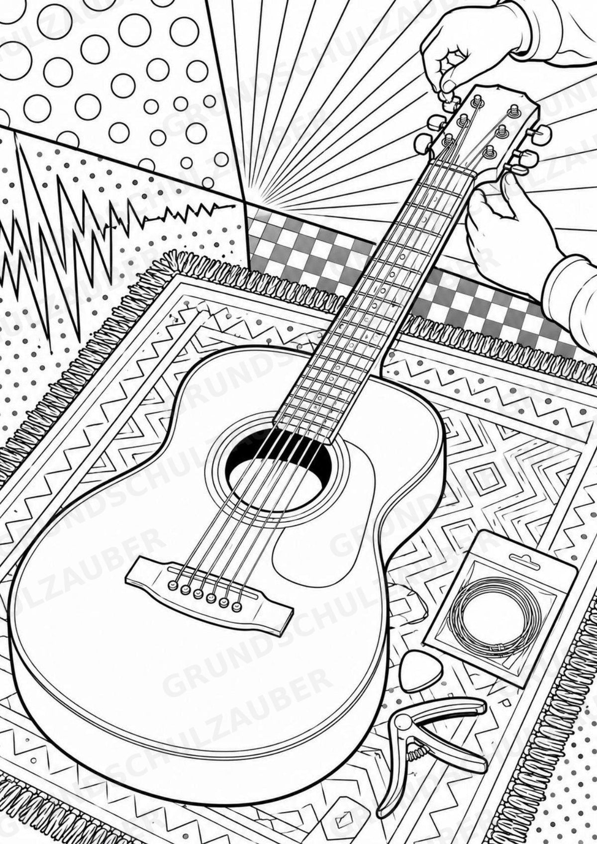 Gitarre POP Art Ausmalbilder 15 Malvorlagen – Materialseite 6