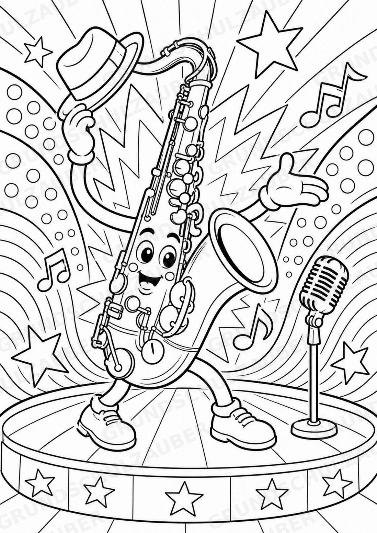 Jazz POP Art Ausmalbilder 15 Malvorlagen – Materialseite 15