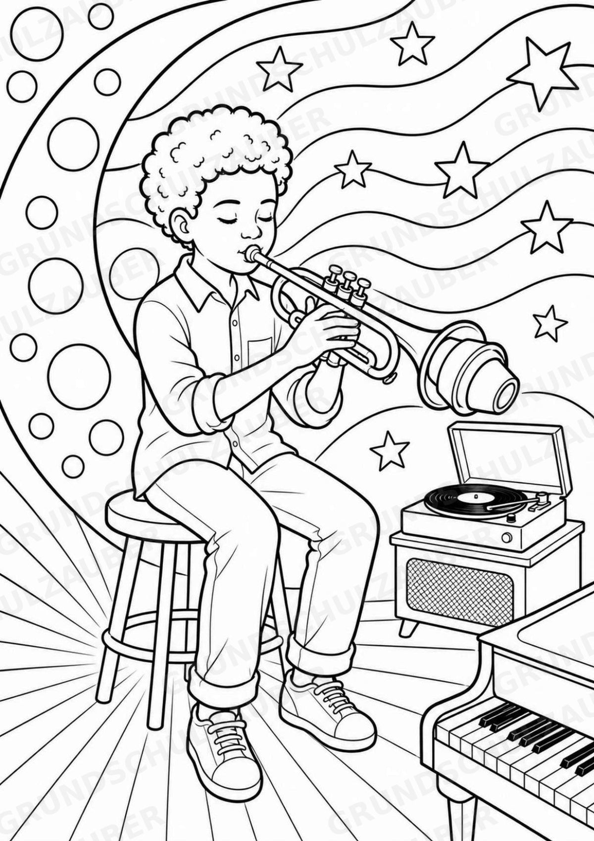 Jazz POP Art Ausmalbilder 15 Malvorlagen – Materialseite 16