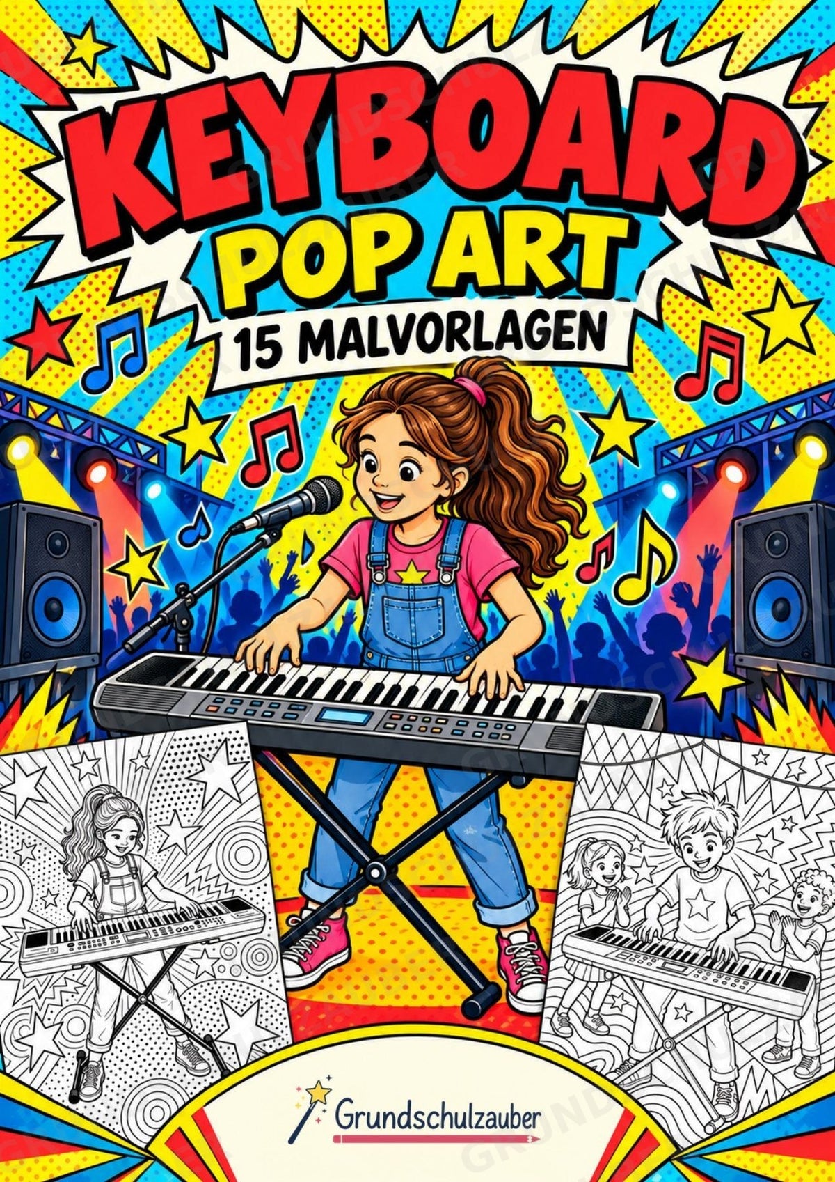 Keyboard POP Art Ausmalbilder 15 Malvorlagen – Cover