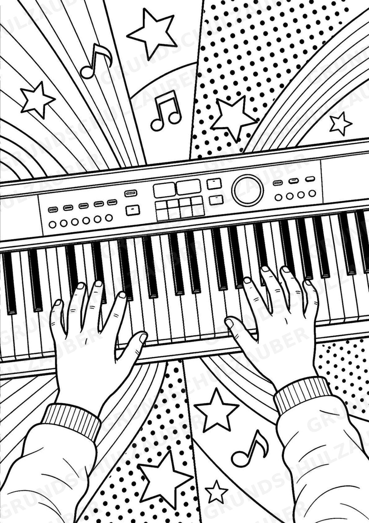 Keyboard POP Art Ausmalbilder 15 Malvorlagen – Materialseite 4