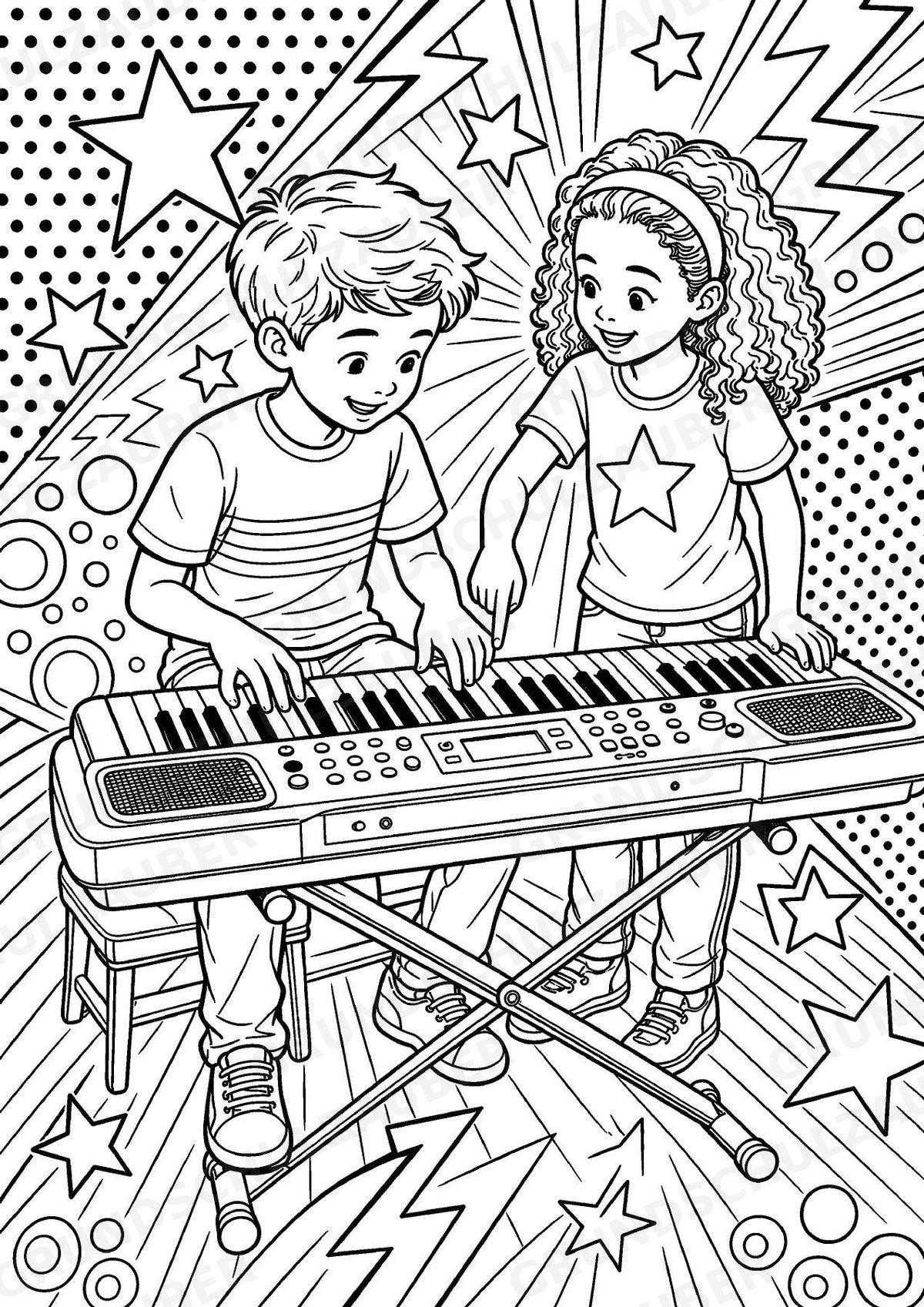 Keyboard POP Art Ausmalbilder 15 Malvorlagen – Materialseite 6