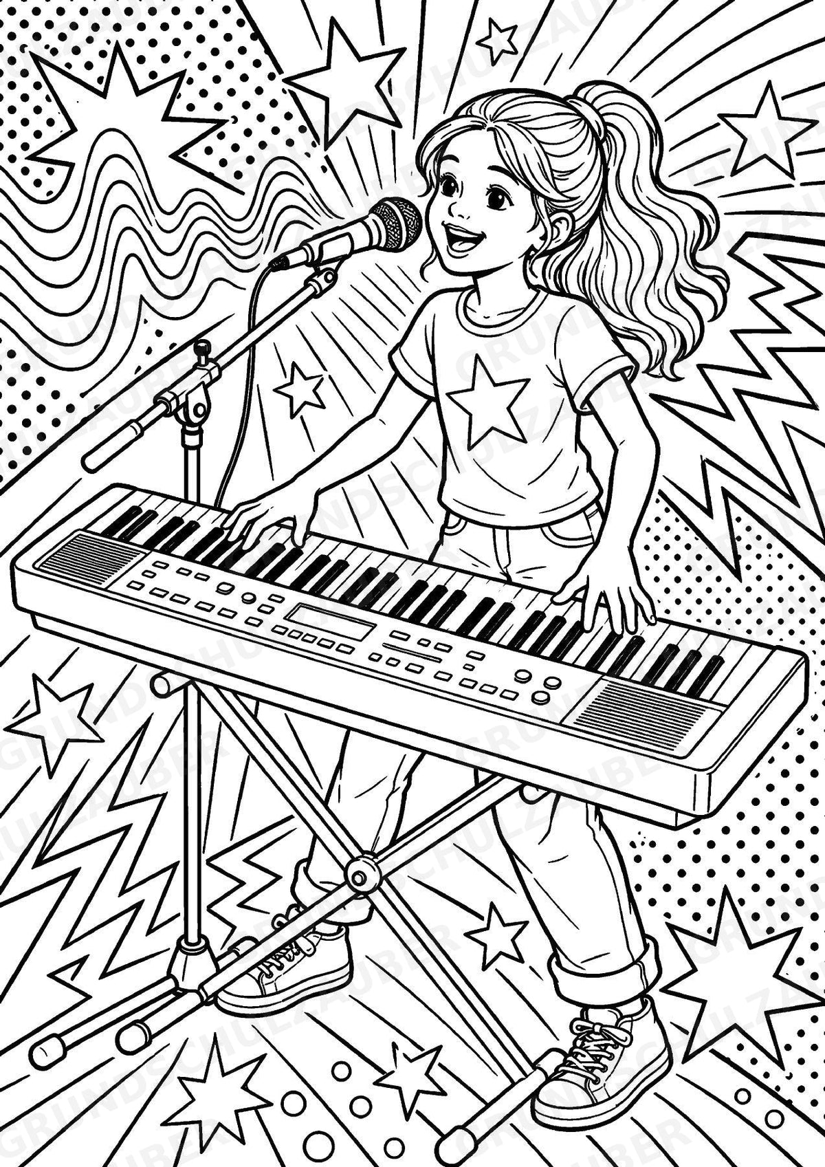 Keyboard POP Art Ausmalbilder 15 Malvorlagen – Materialseite 9