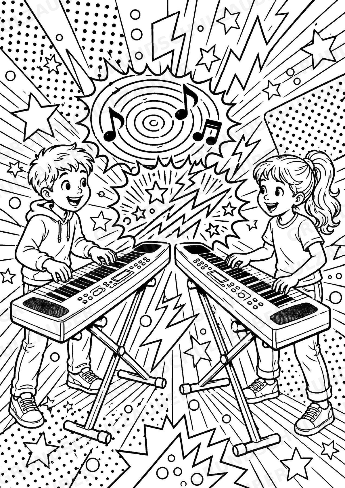 Keyboard POP Art Ausmalbilder 15 Malvorlagen – Materialseite 15