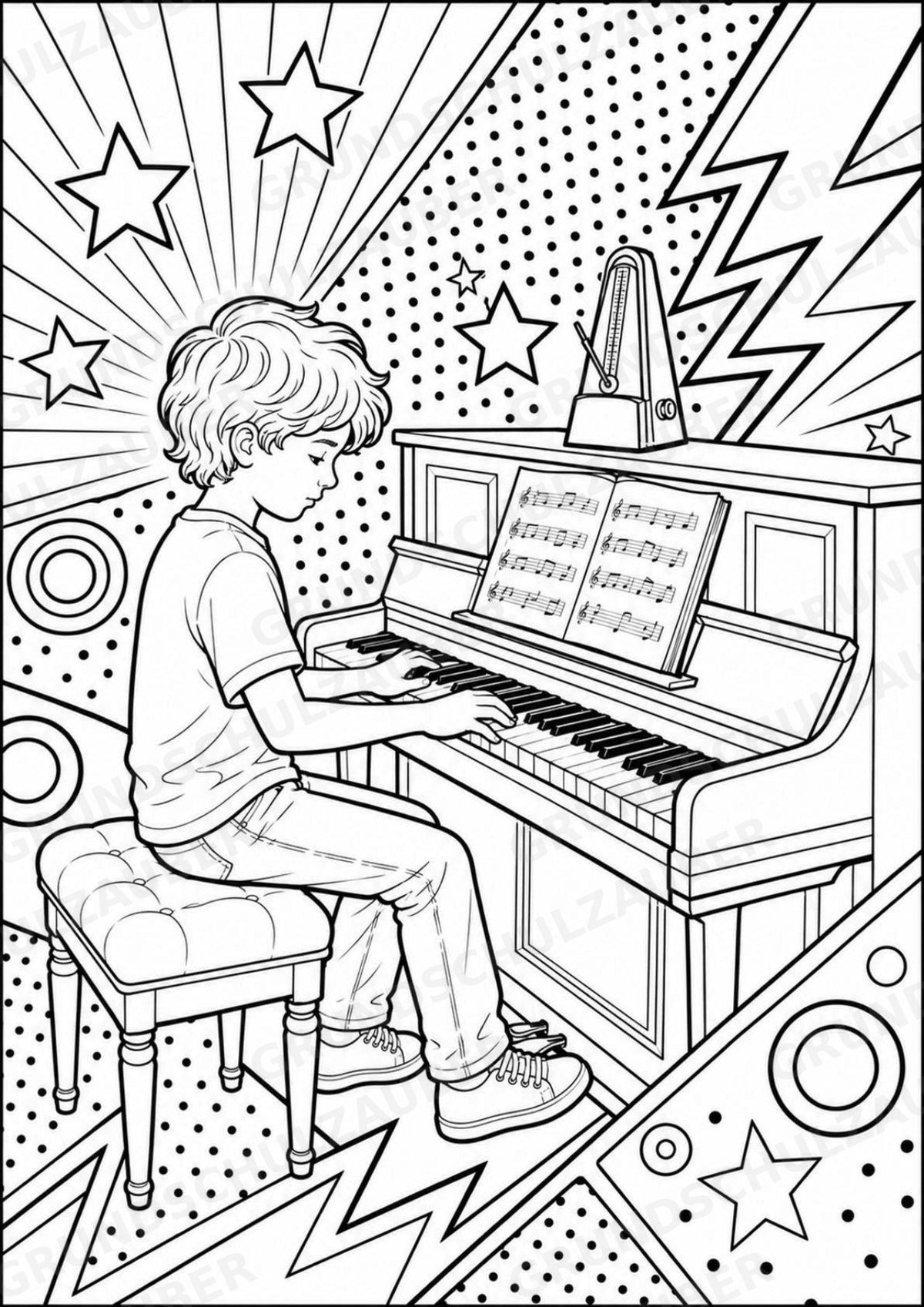 Klavier POP Art Ausmalbilder 15 Malvorlagen – Materialseite 5