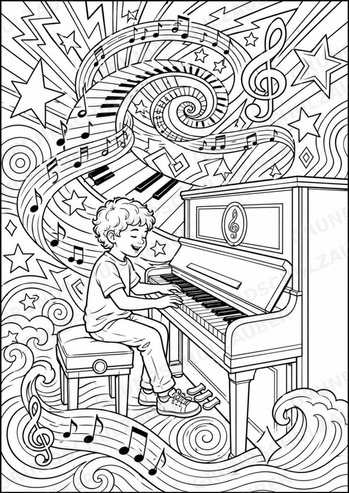 Klavier POP Art Ausmalbilder 15 Malvorlagen – Materialseite 16