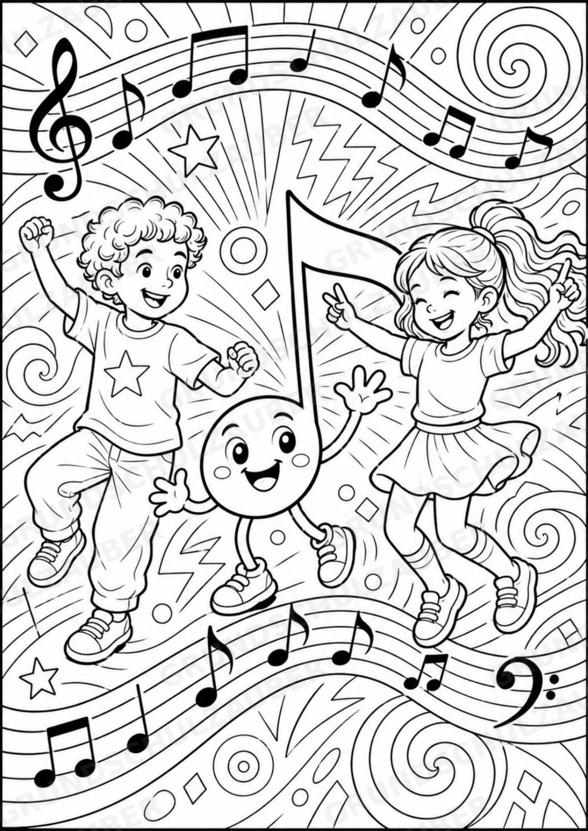 Musiknoten POP Art Ausmalbilder 15 Malvorlagen – Materialseite 3